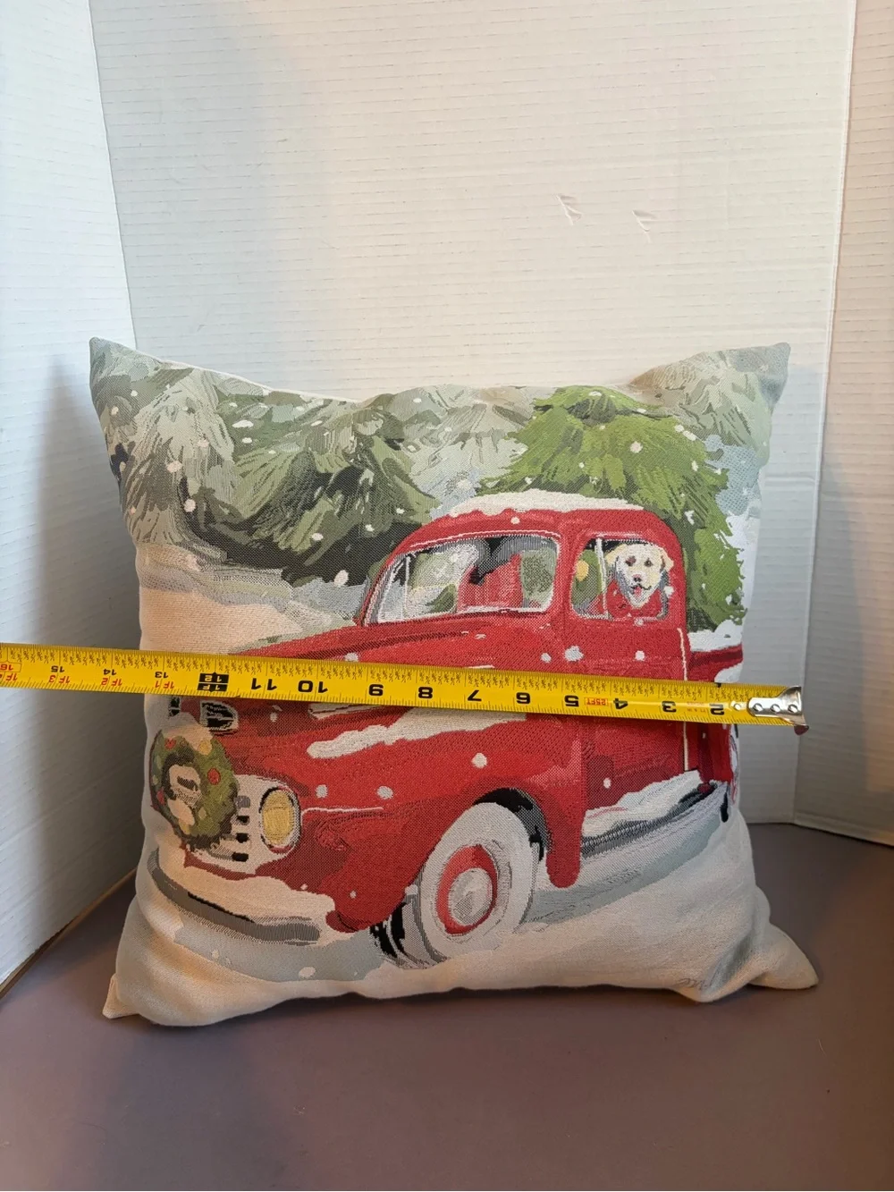 Holiday Red Vintage Truck Decorative Pillow - Brand Not Shown